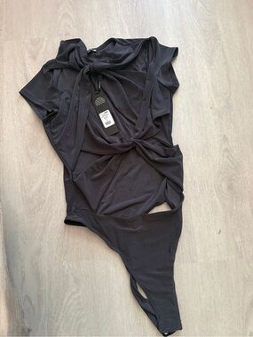Never Too Much Charcoal Cutout Bodysuit